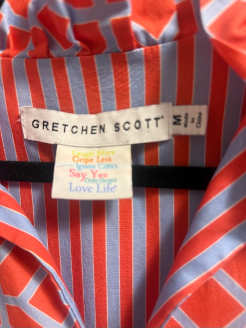 Gretchen Scott Designs Coral and Light Blue Geometric V-Neck Tunic - Picture 3 of 7